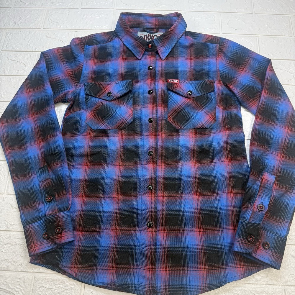 Dixxon Flannel Co The Jason Blue Red Plaid Snap Front Shirt Women Small
